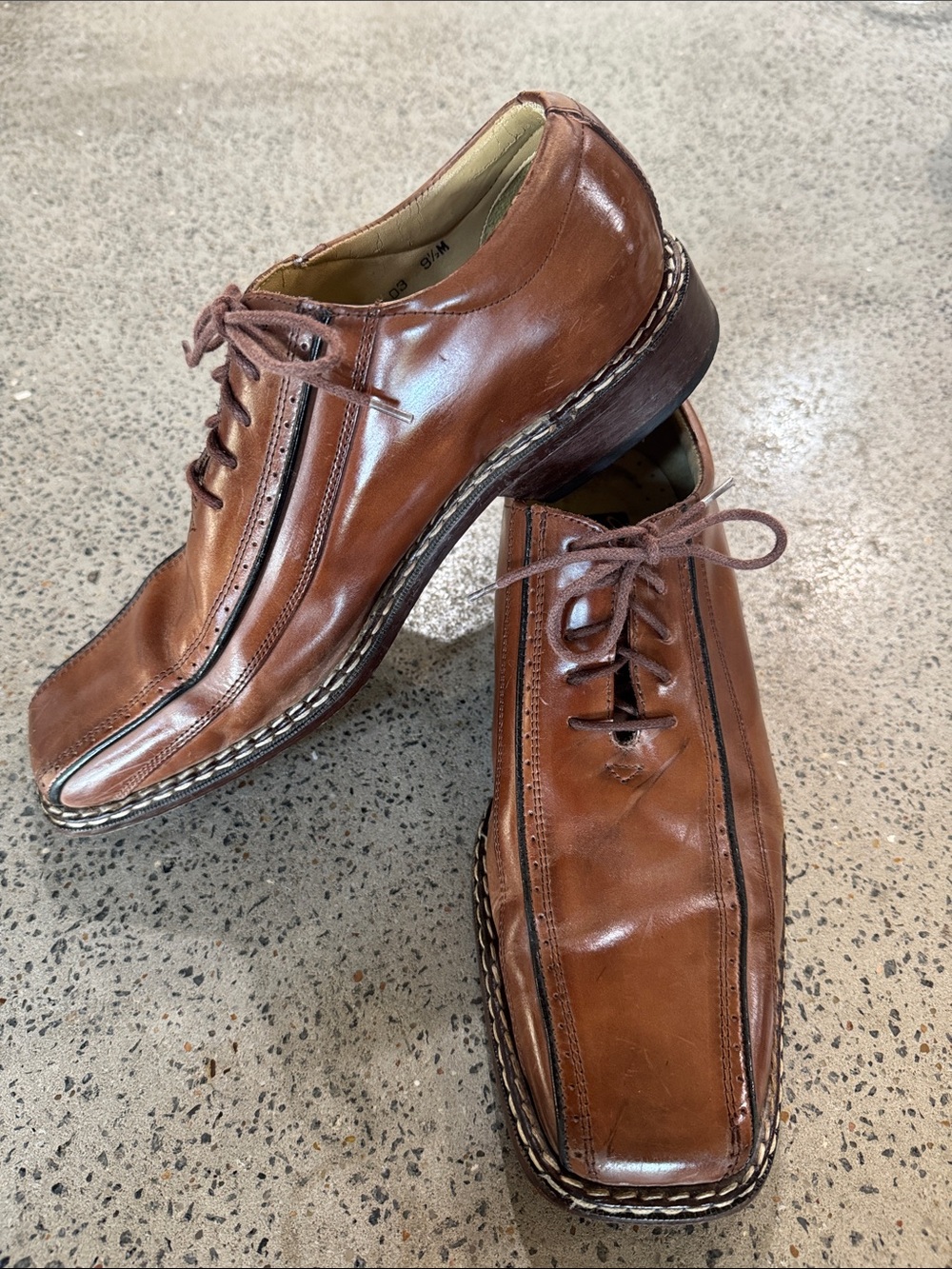 Stacy Adams Cognac Brown Leather Lace-Up Oxfords